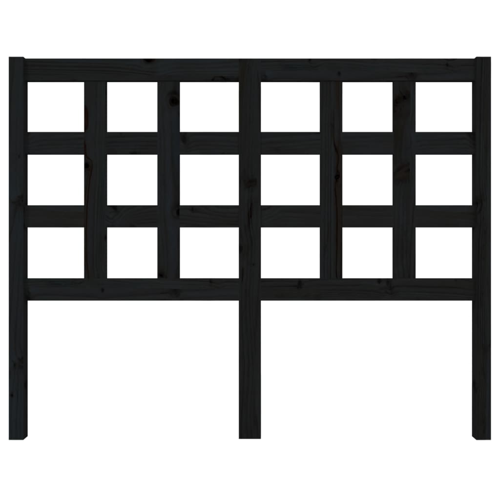 vidaXL gultas galvgalis, melns, 125,5x4x100 cm, priedes masīvkoks