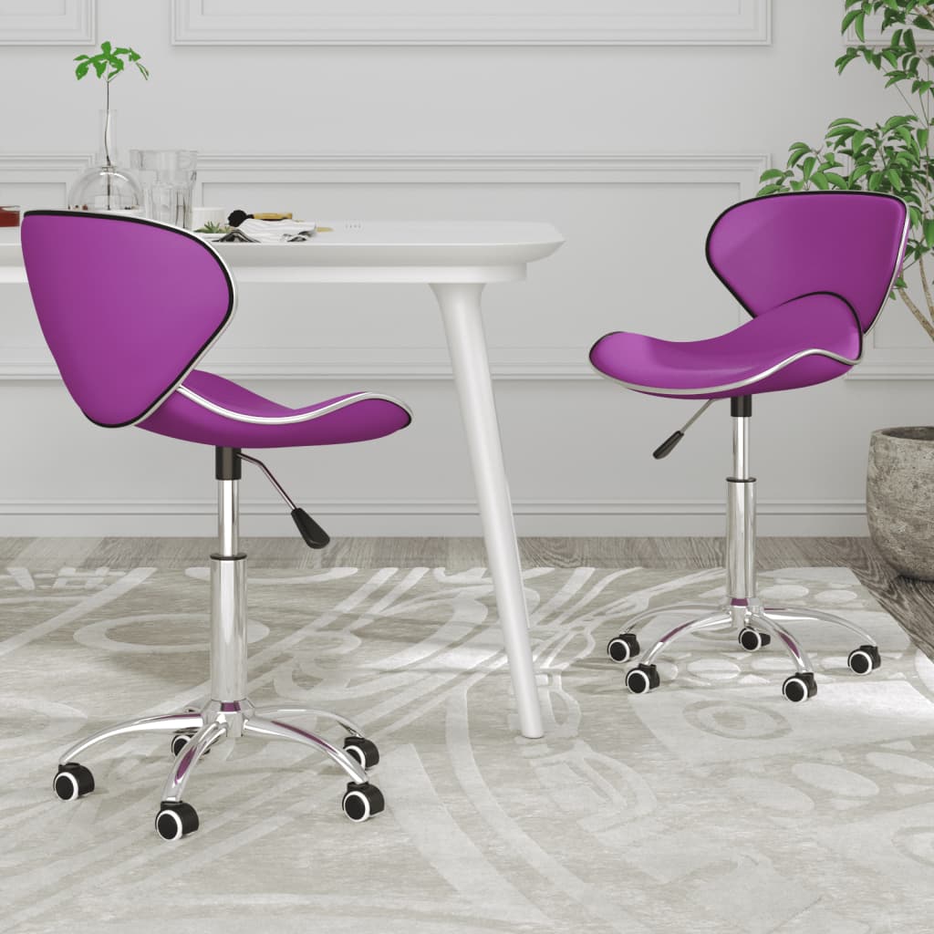 vidaXL grozāmi virtuves krēsli, 2 gab., violeta mākslīgā āda