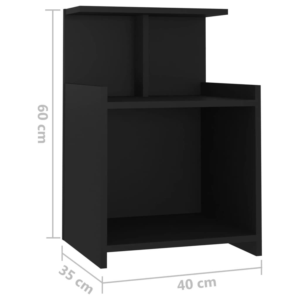 vidaXL naktsskapītis, melns, 40x35x60 cm, kokskaidu plāksne