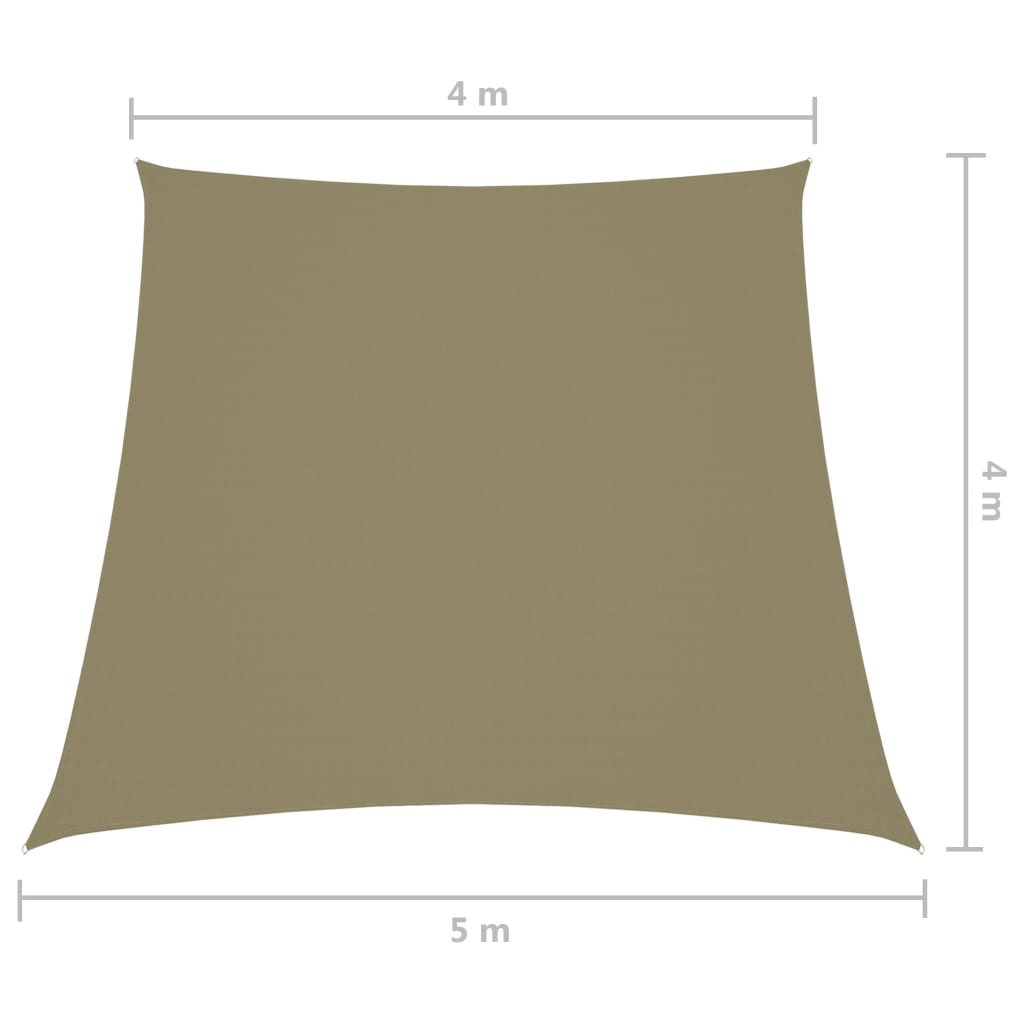 vidaXL saulessargs, 4/5x4 m, trapeces forma, bēšs oksforda audums