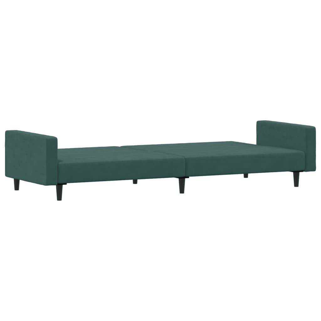 vidaXL 2-vietīga dīvāngulta ar kāju balstu, zaļš samts