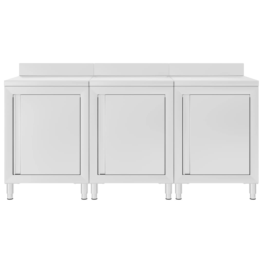 vidaXL virtuves darba galdu/skapīšu komplekts, 180x60x96 cm, tērauds