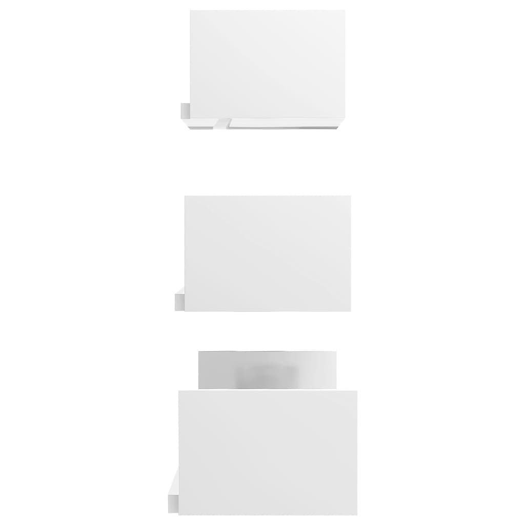 vidaXL sienas plaukti, 3 gab., spīdīgi balti, skaidu plāksne