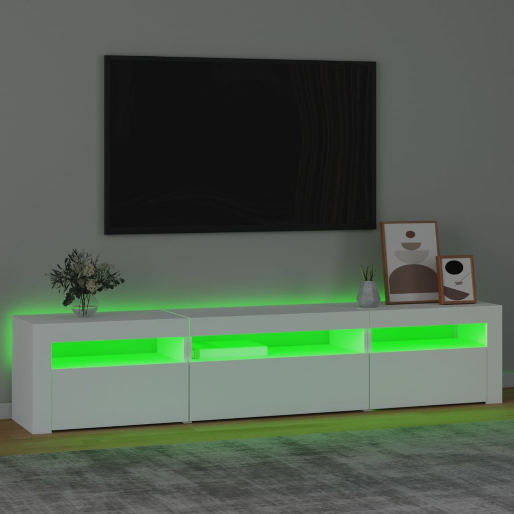 vidaXL TV skapītis ar LED apgaismojumu, balts, 195x35x40 cm