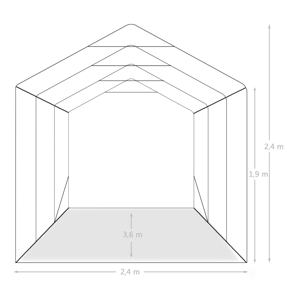 vidaXL garāžas telts, PVC, 2,4x3,6 m, zaļa