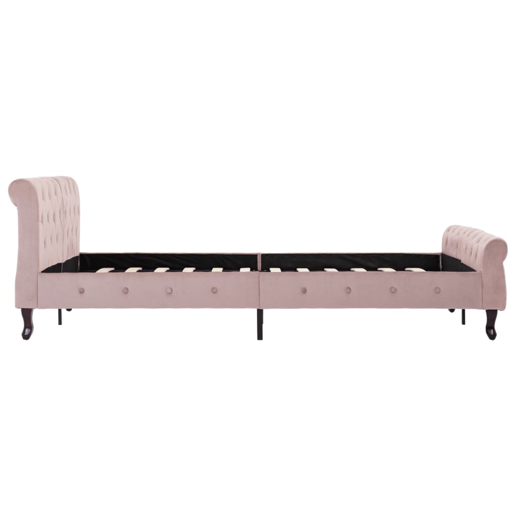 vidaXL gultas rāmis, rozā samts, 140x200 cm
