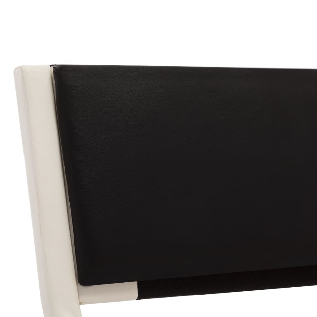 vidaXL gultas rāmis ar LED, balta un melna mākslīgā āda, 160x200 cm