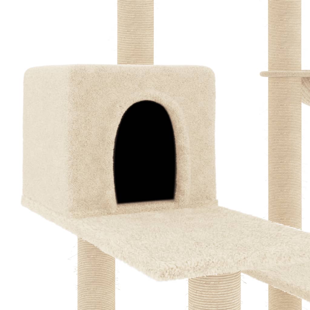 vidaXL kaķu māja ar sizala stabiem nagu asināšanai, 82,5 cm, bēša