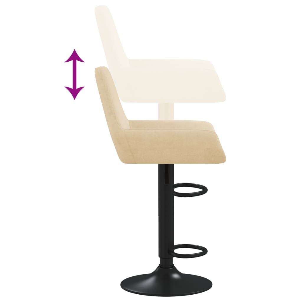 vidaXL bāra krēsli, 2 gab., krēmkrāsas samts
