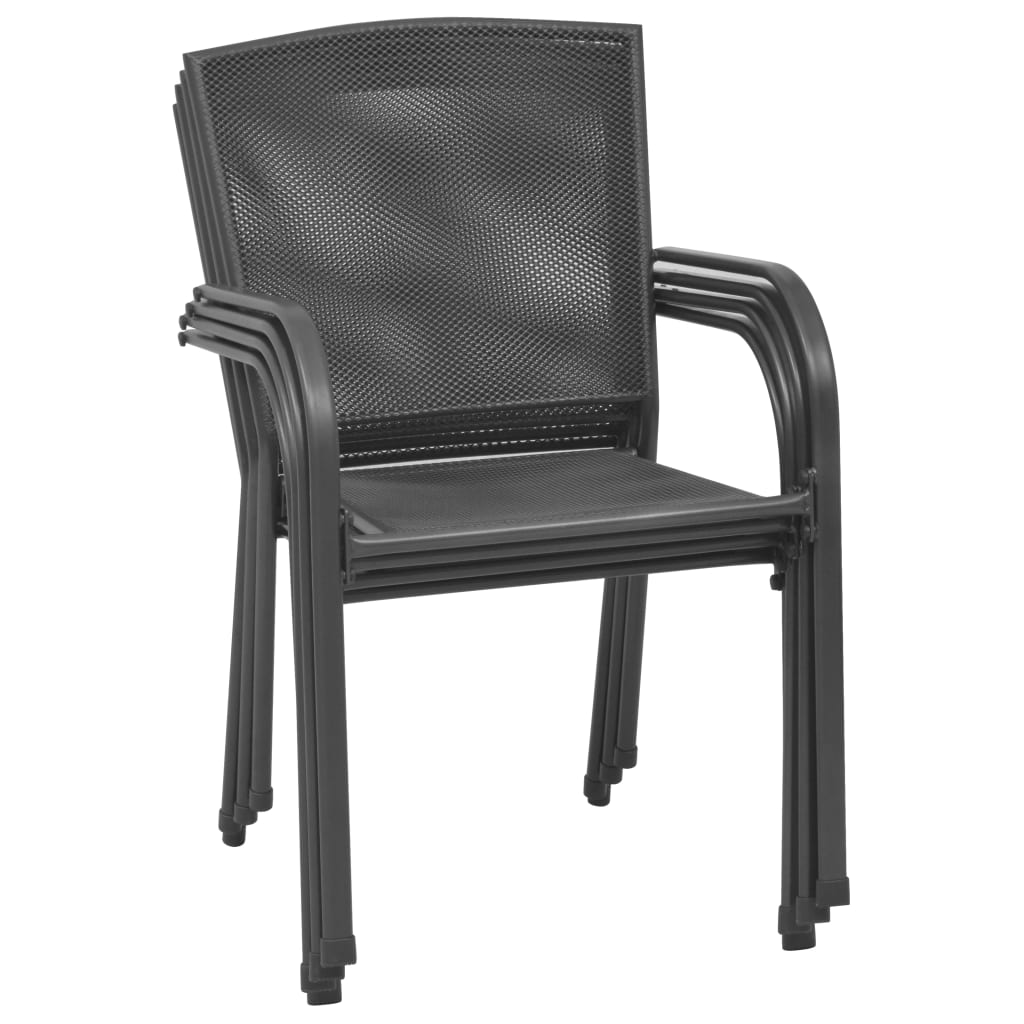 vidaXL āra krēsli, 4 gab., antracītpelēki, sieta dizains, tērauds
