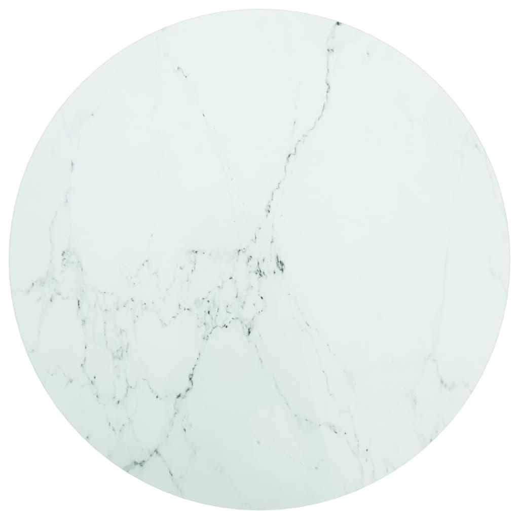 vidaXL galda virsma, balta, Ø60x0,8 cm, stikls ar marmora dizainu