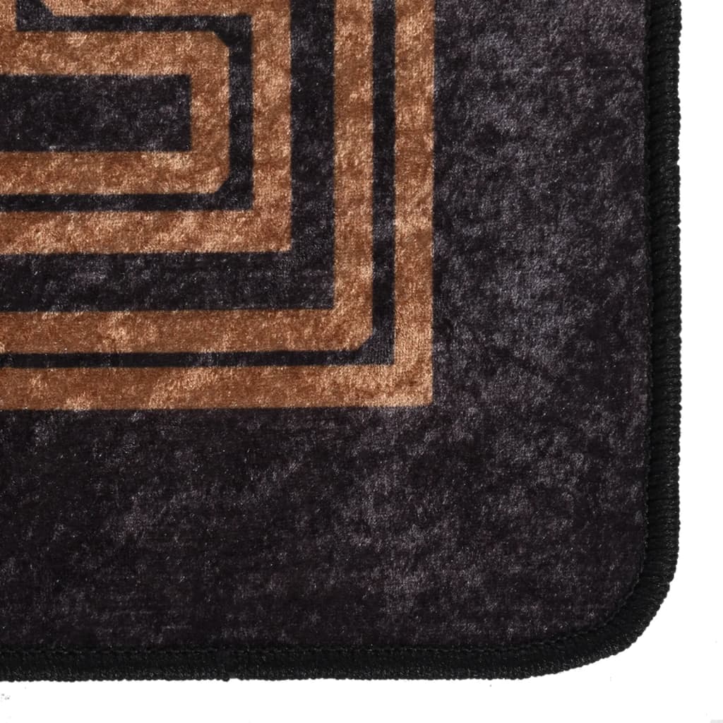 vidaXL paklājs, 190x300 cm, melns ar zeltu, mazgājams, neslīdošs