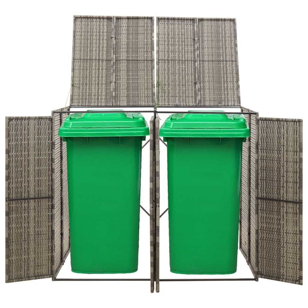 vidaXL divdaļīga nojume atkritumu konteineram, pelēka, 140x80x117 cm