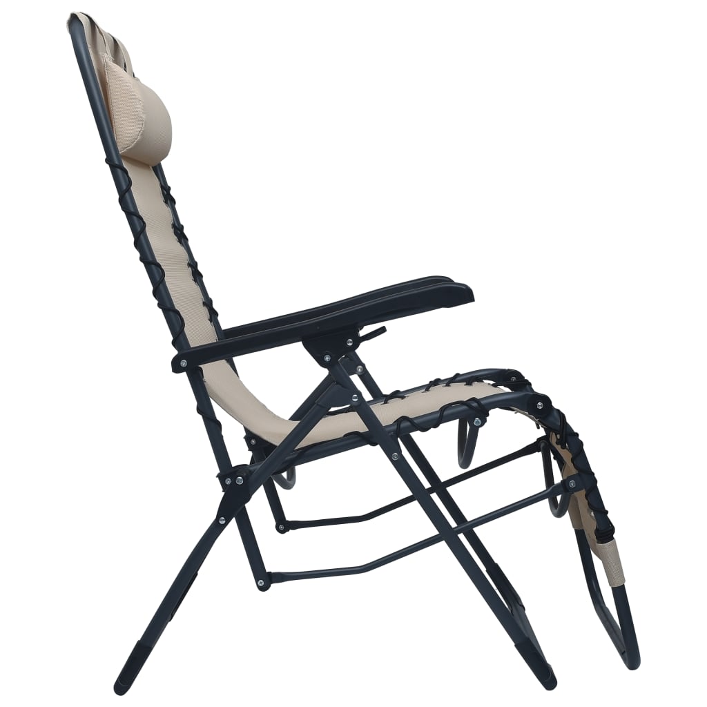 vidaXL salokāms pludmales krēsls, krēmkrāsas tekstilēns
