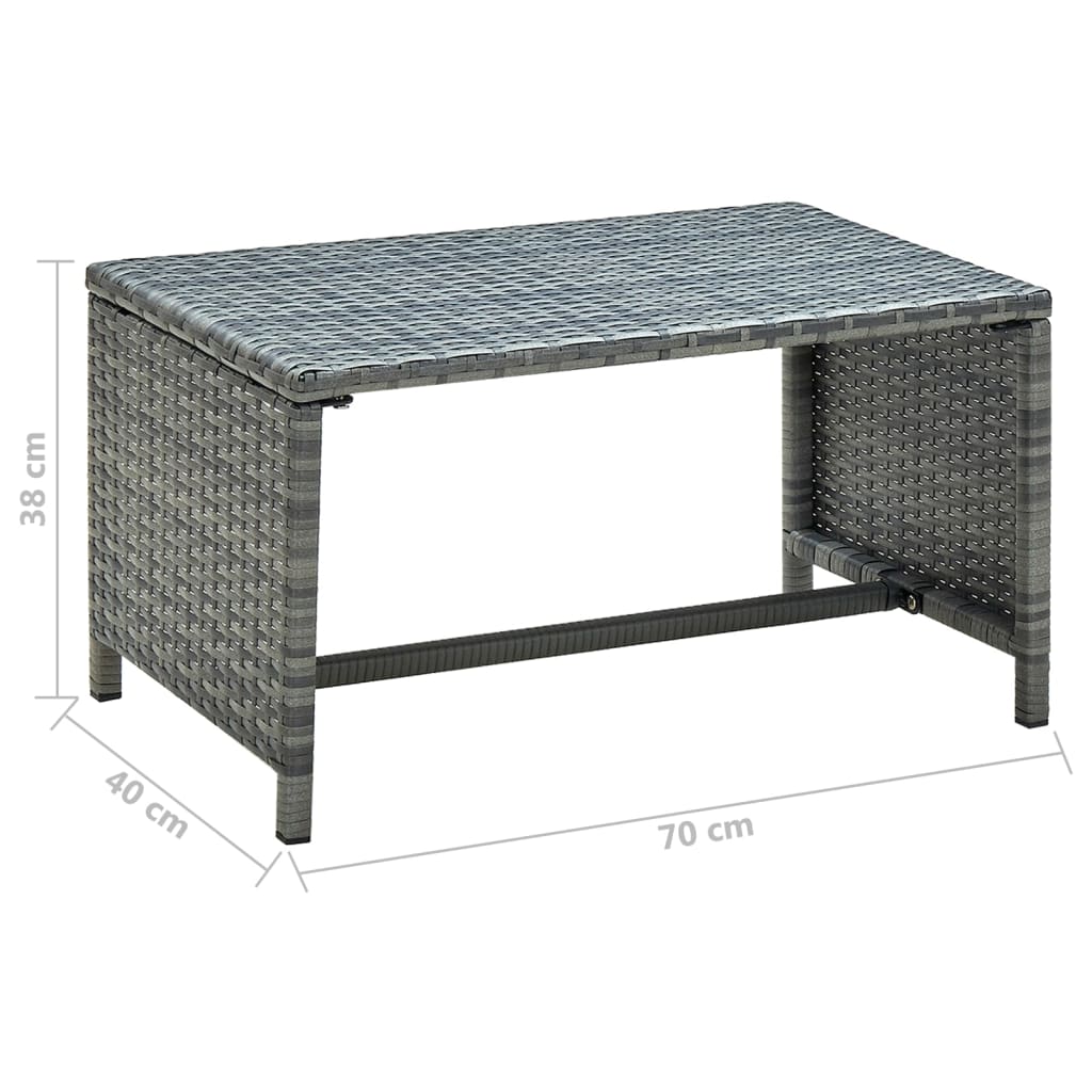 vidaXL kafijas galdiņš, antracītpelēks, 70x40x38 cm, PE rotangpalma