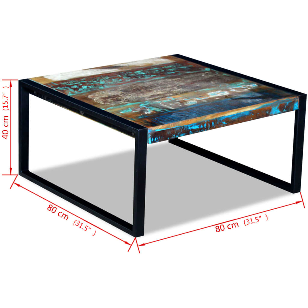 vidaXL kafijas galdiņš, pārstrādāts koks, 80x80x40 cm