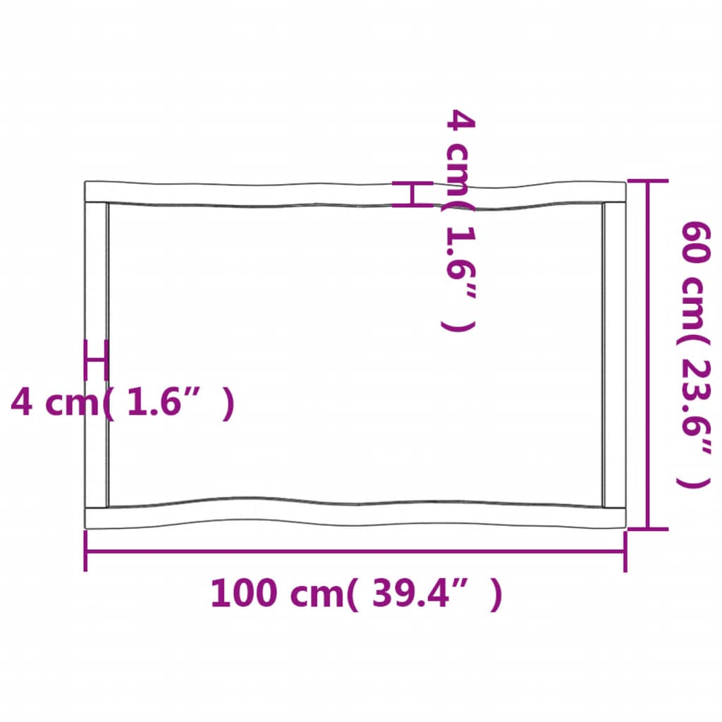 vidaXL galda virsma, gaiši brūna, 100x60x(2-6)cm, ozola masīvkoks