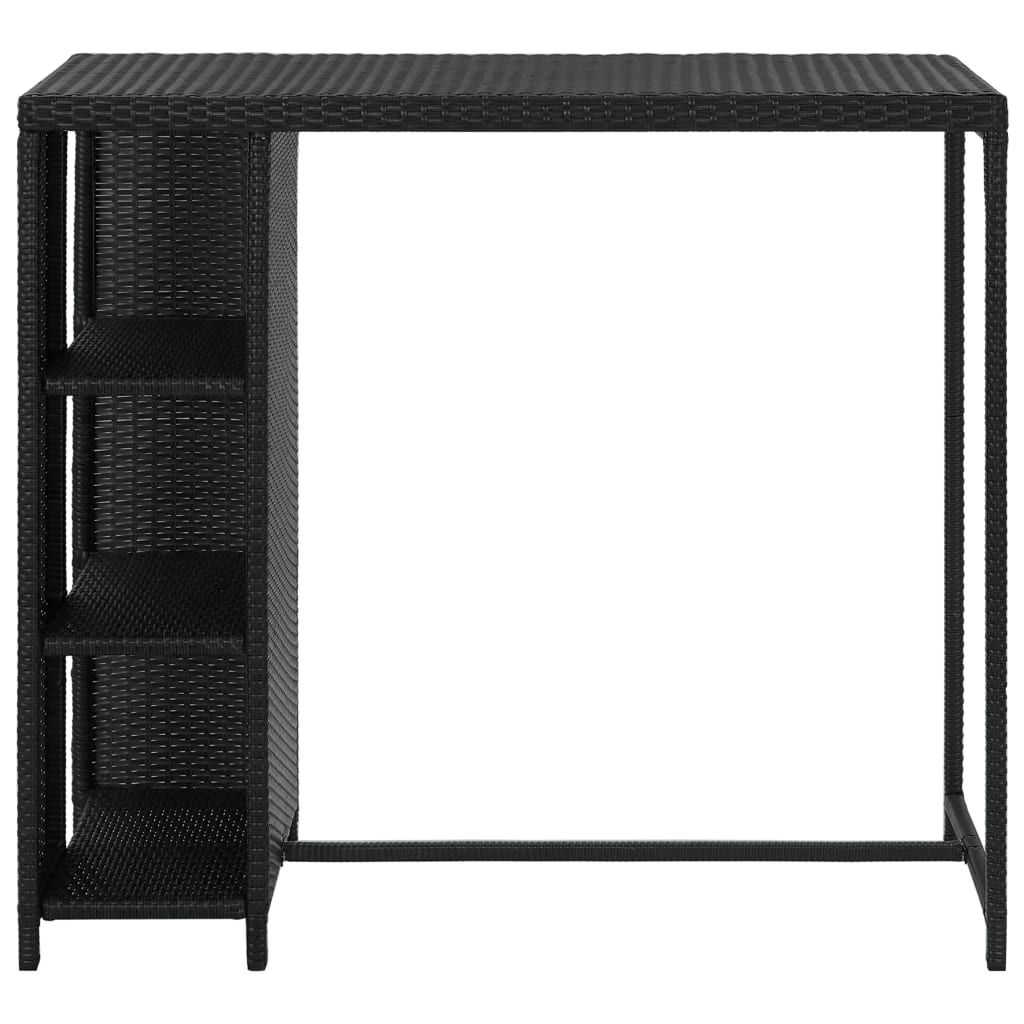 vidaXL bāra galds ar plauktiem, 120x60x110 cm, melna PE rotangpalma