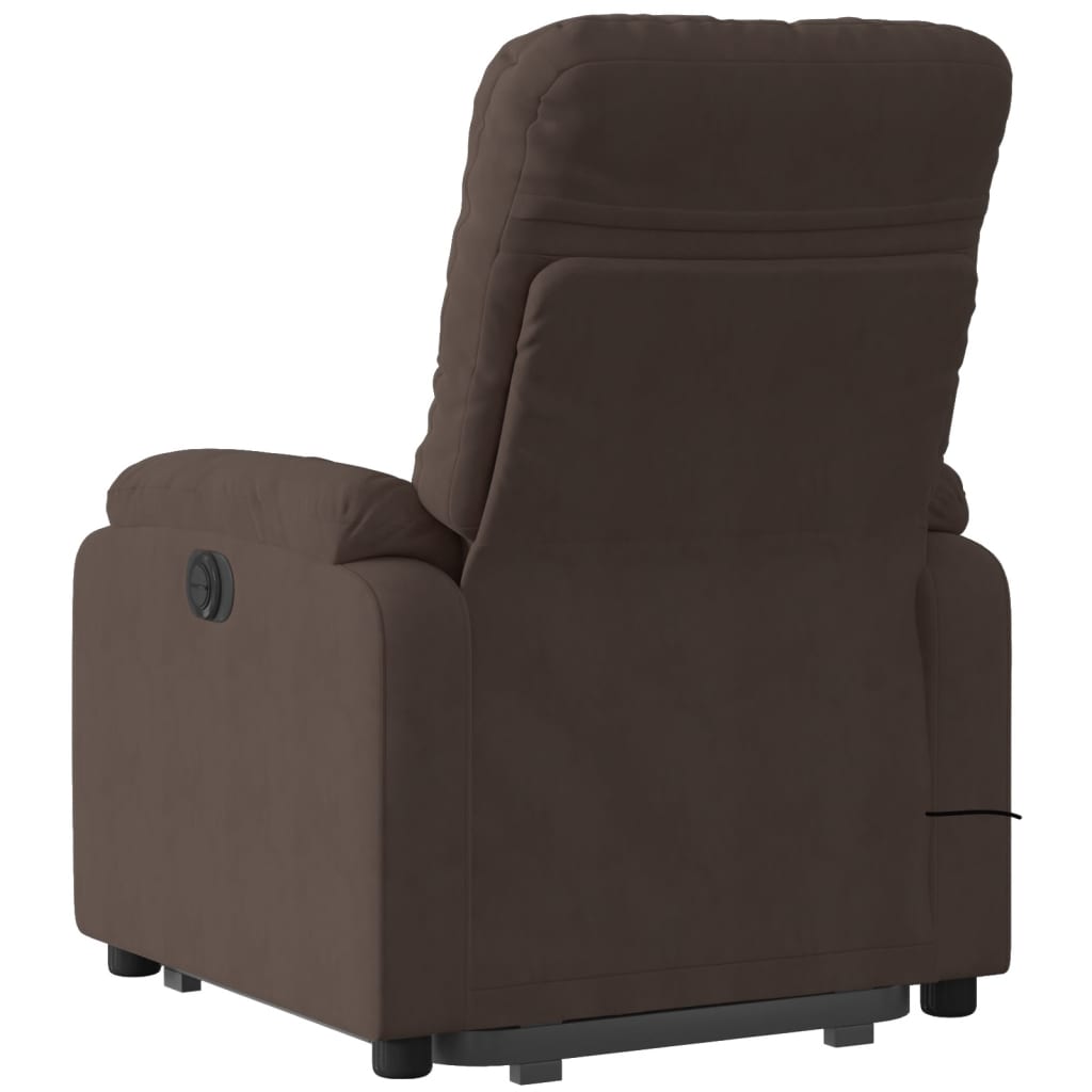 vidaXL elektrisks masāžas krēsls, paceļams, brūns mikrošķiedras audums
