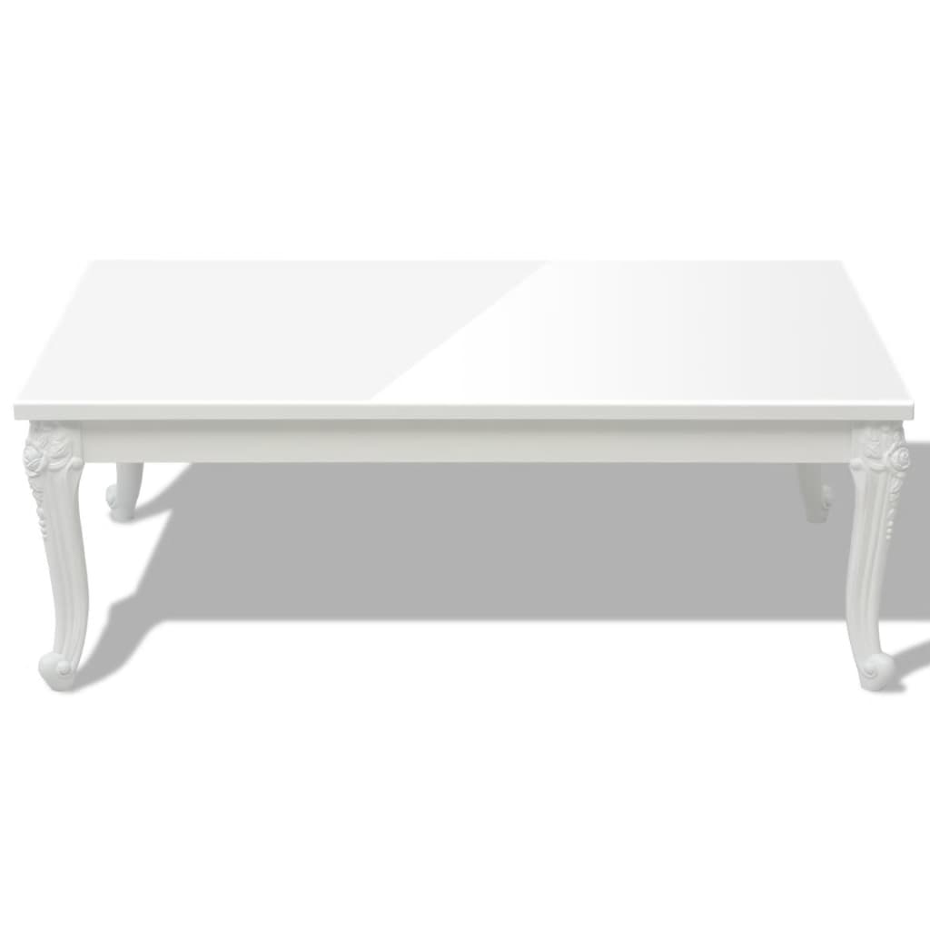 vidaXL kafijas galdiņš, 115x65x42 cm, spīdīgi balts