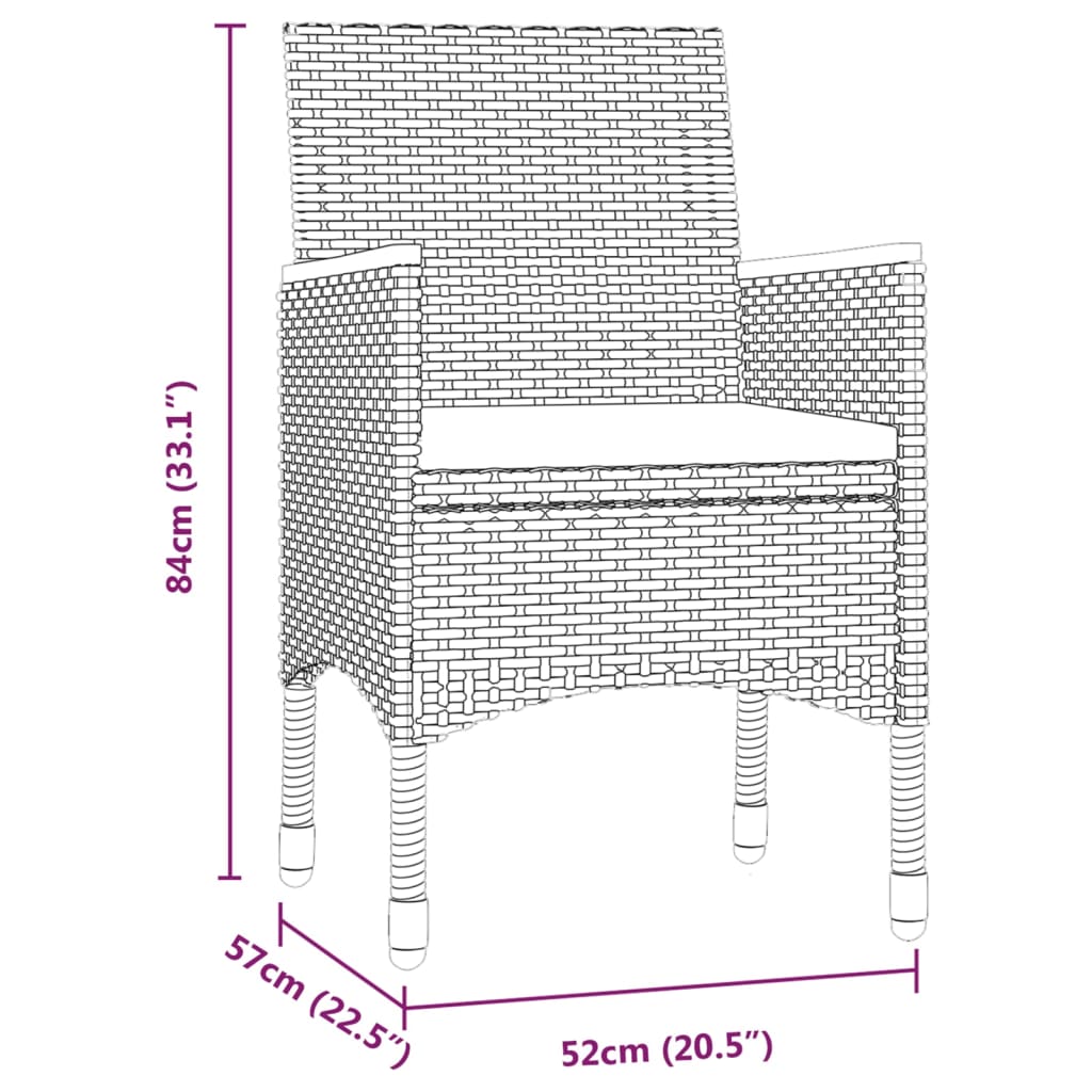 vidaXL 3-daļīgs dārza mēbeļu komplekts ar matračiem