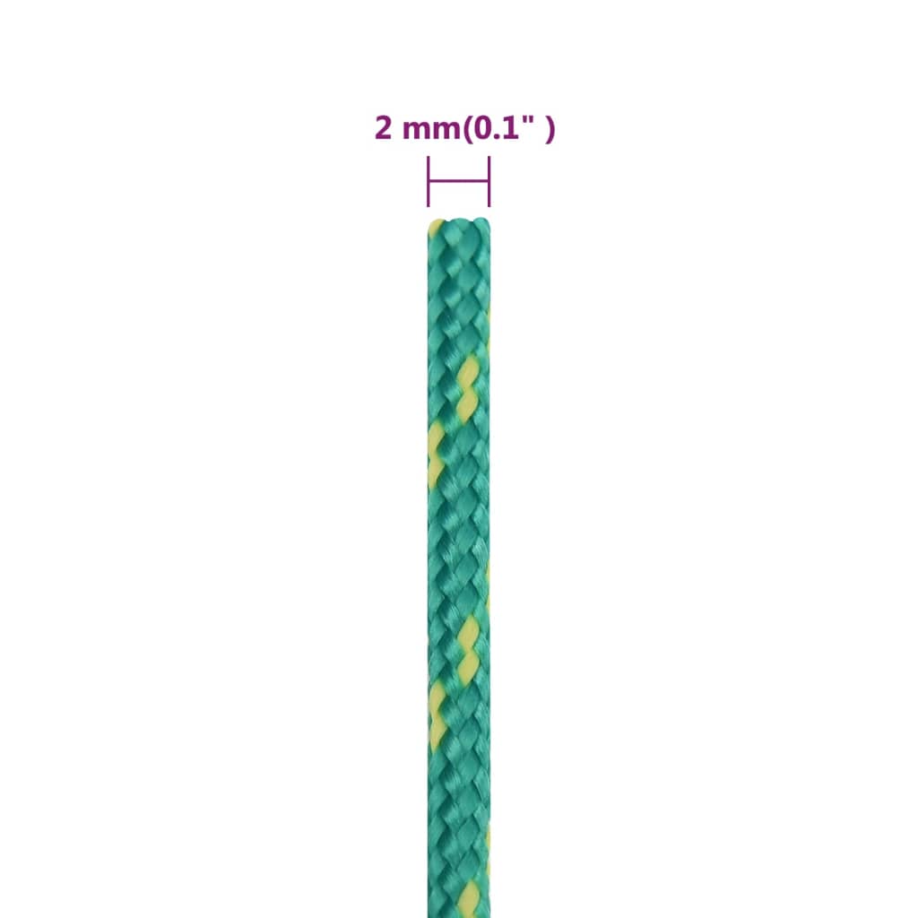 vidaXL laivu virve, zaļa, 2 mm, 25 m, polipropilēns