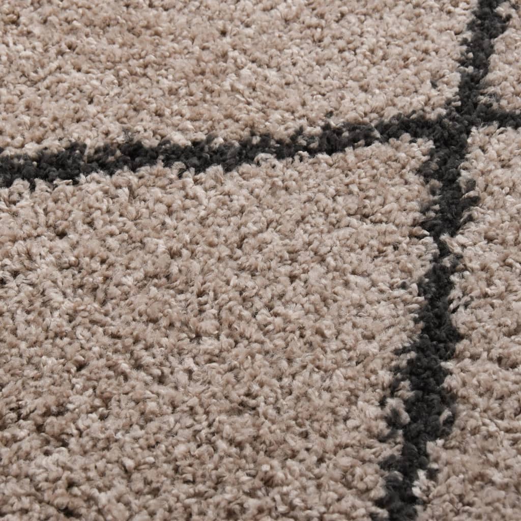 vidaXL paklājs, 200x290 cm, Shaggy, bēšs, antracītpelēks