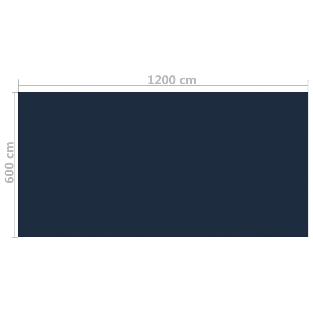 vidaXL baseina pārklājs, solārs, peldošs, 1200x600 cm, melns un zils