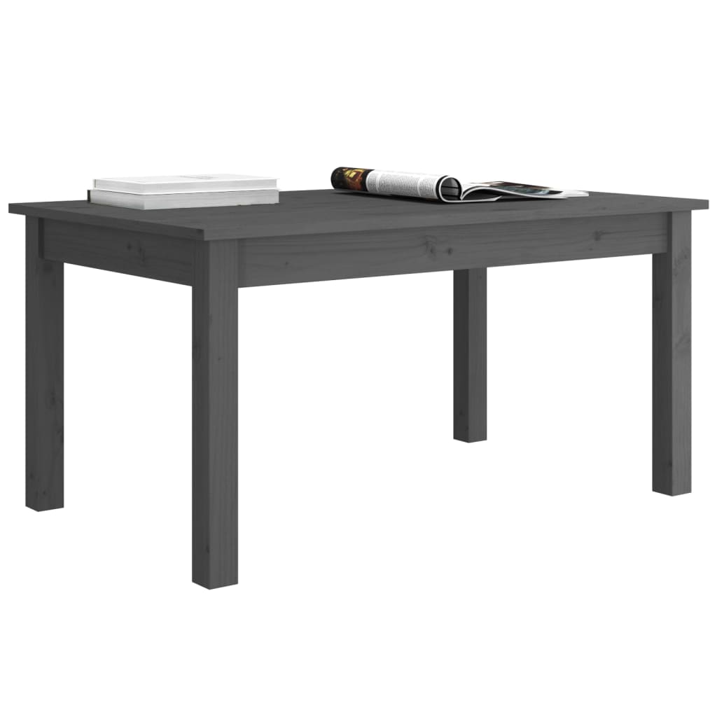 vidaXL kafijas galdiņš, pelēks, 80x50x40 cm, priedes masīvkoks