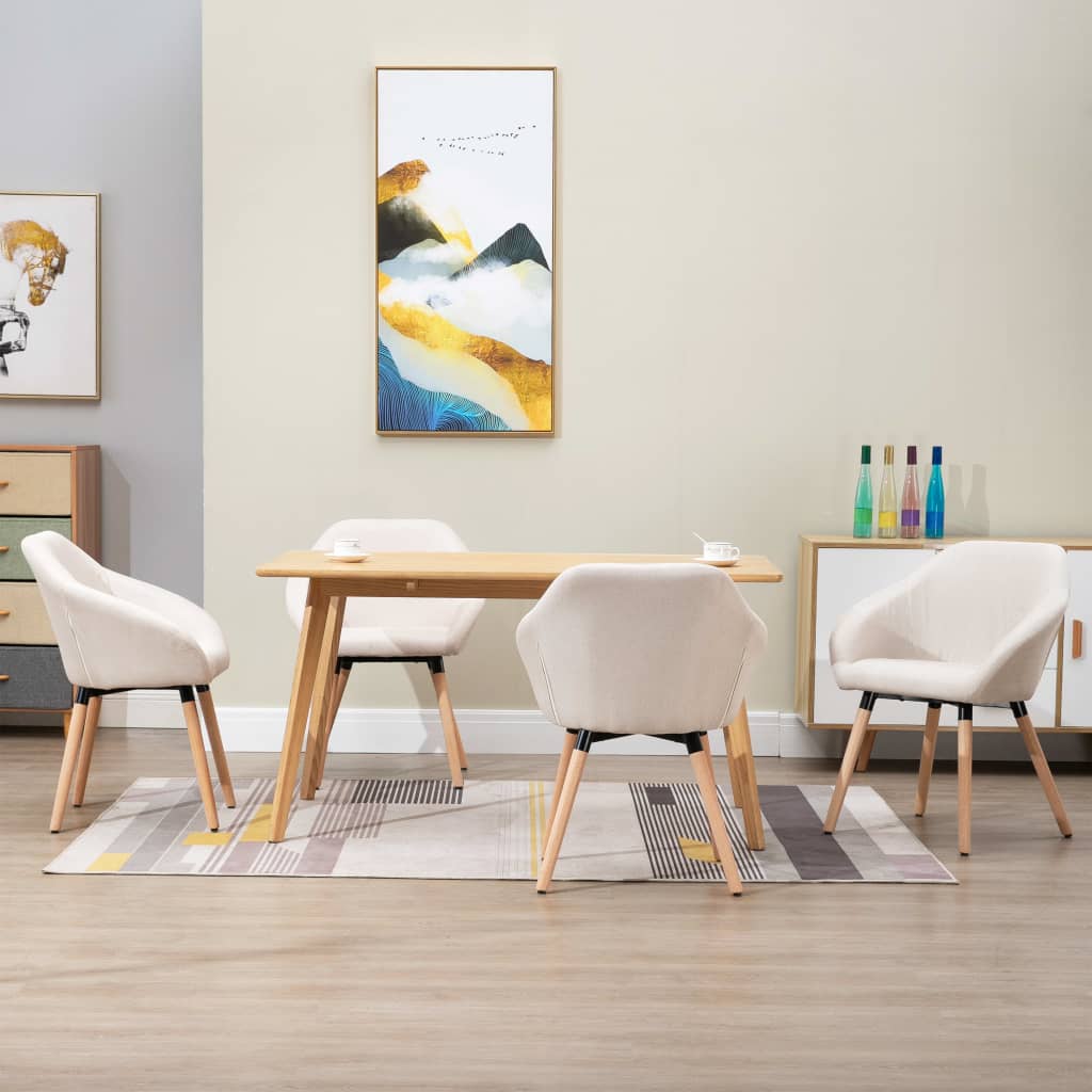 vidaXL virtuves krēsli, 4 gab., krēmkrāsas audums