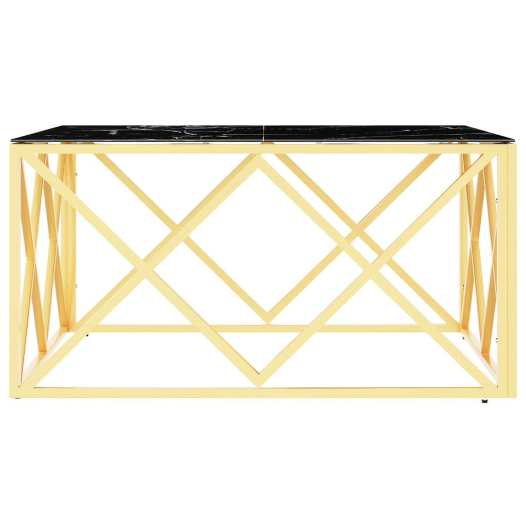 vidaXL kafijas galdiņš, zelta, 80x80x40 cm, nerūsējošs tērauds, stikls
