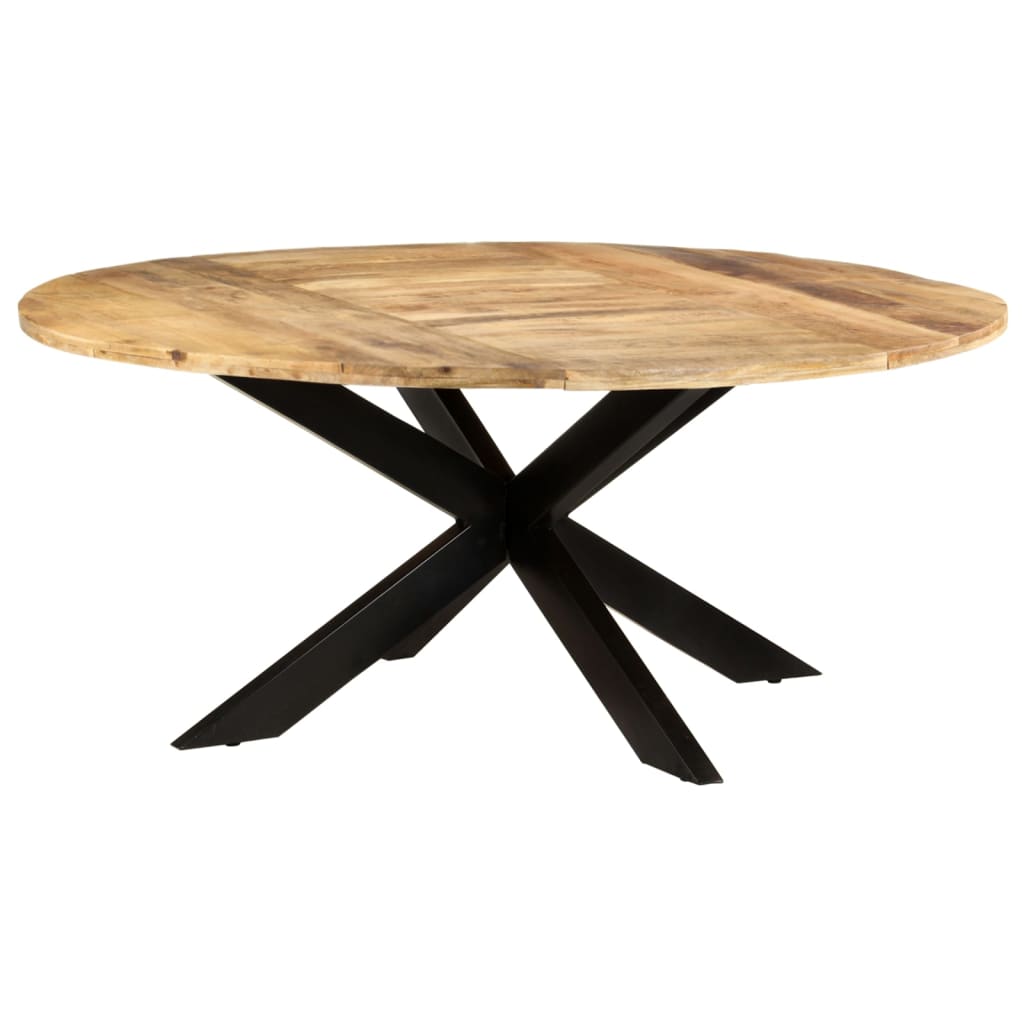 vidaXL virtuves galds, apaļš, 175x75 cm, neapstrādāts mango koks