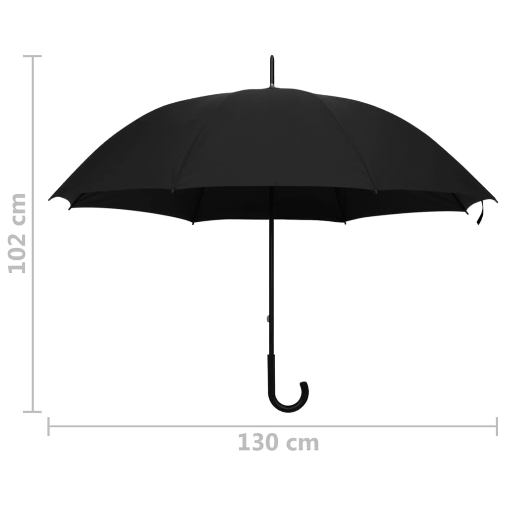 vidaXL lietussargs, melns, 130 cm