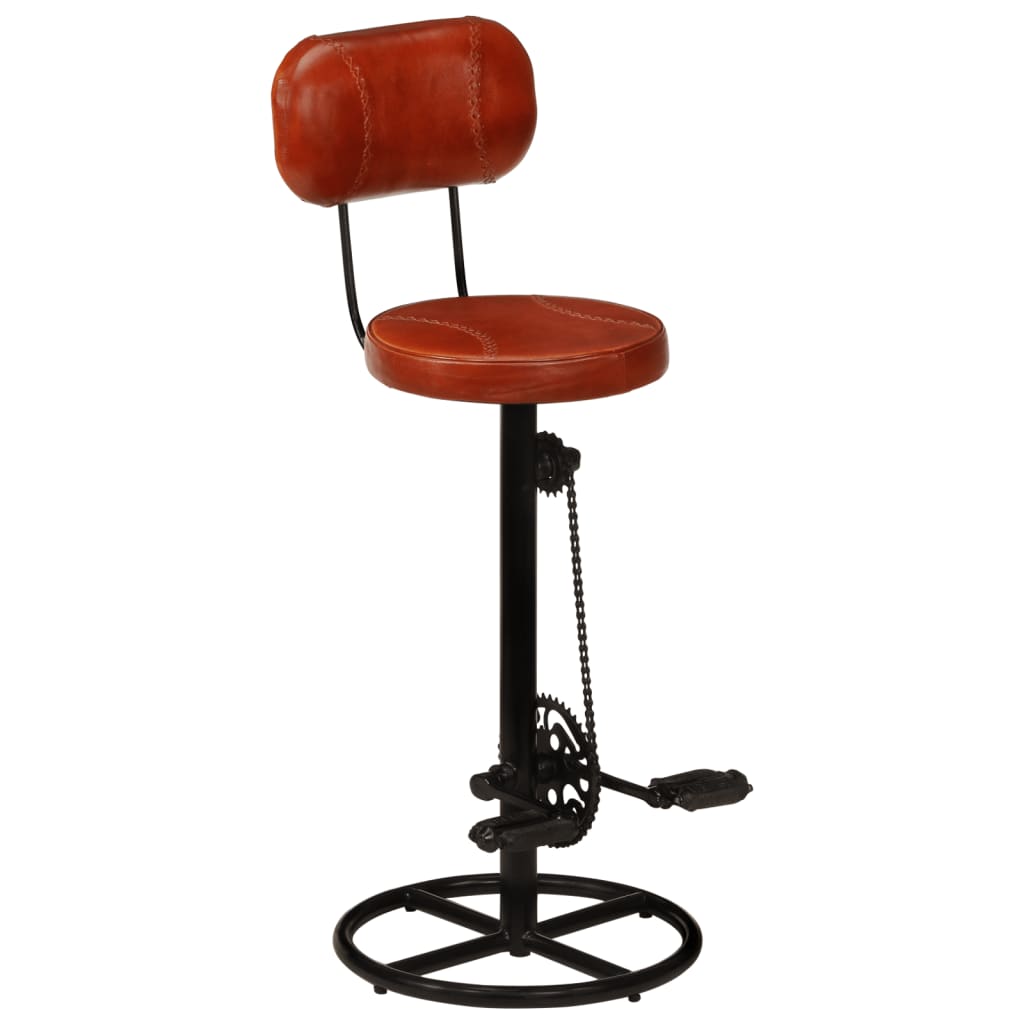 vidaXL bāra krēsli, 2 gab., melni ar brūnu, dabīgā kazas āda