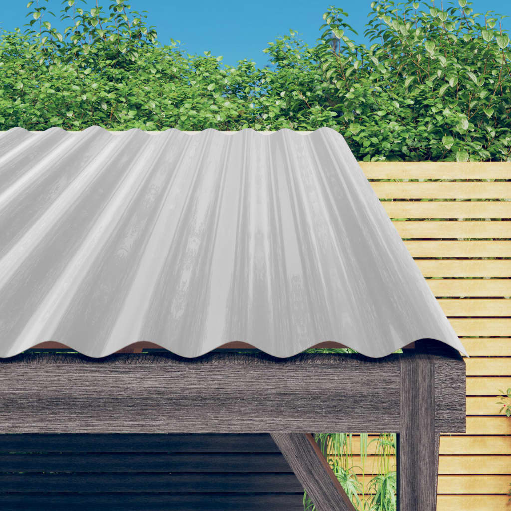 vidaXL jumta paneļi, 12 gab., tērauds, sudraba krāsā, 100x36 cm