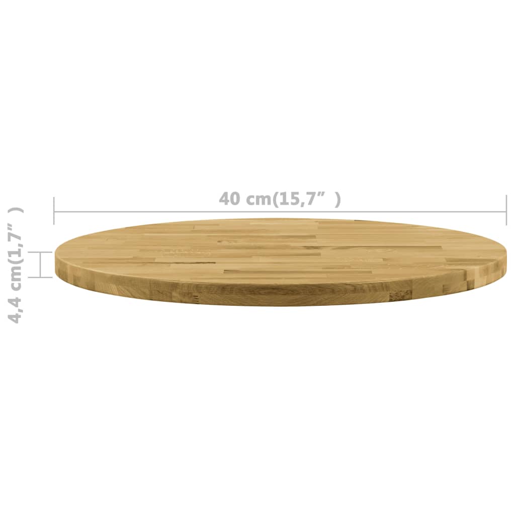 vidaXL galda virsma, 400 mm, 44 mm, apaļa, ozola masīvkoks
