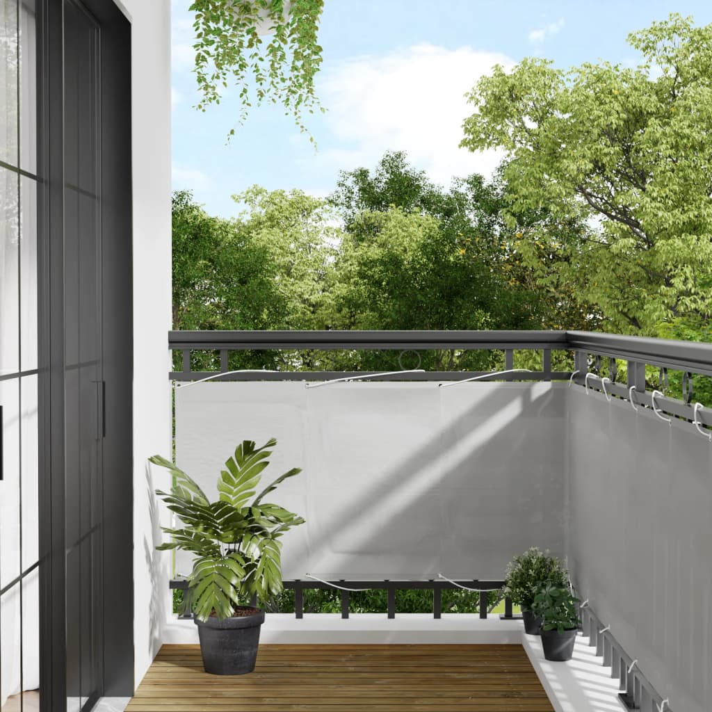 vidaXL balkona aizslietnis, gaiši pelēks, 75x500 cm, 100% poliestera