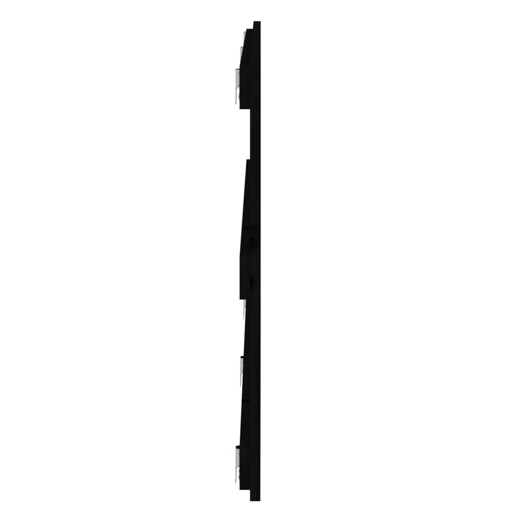 vidaXL sienas galvgalis, melns, 204x3x60 cm, priedes masīvkoks