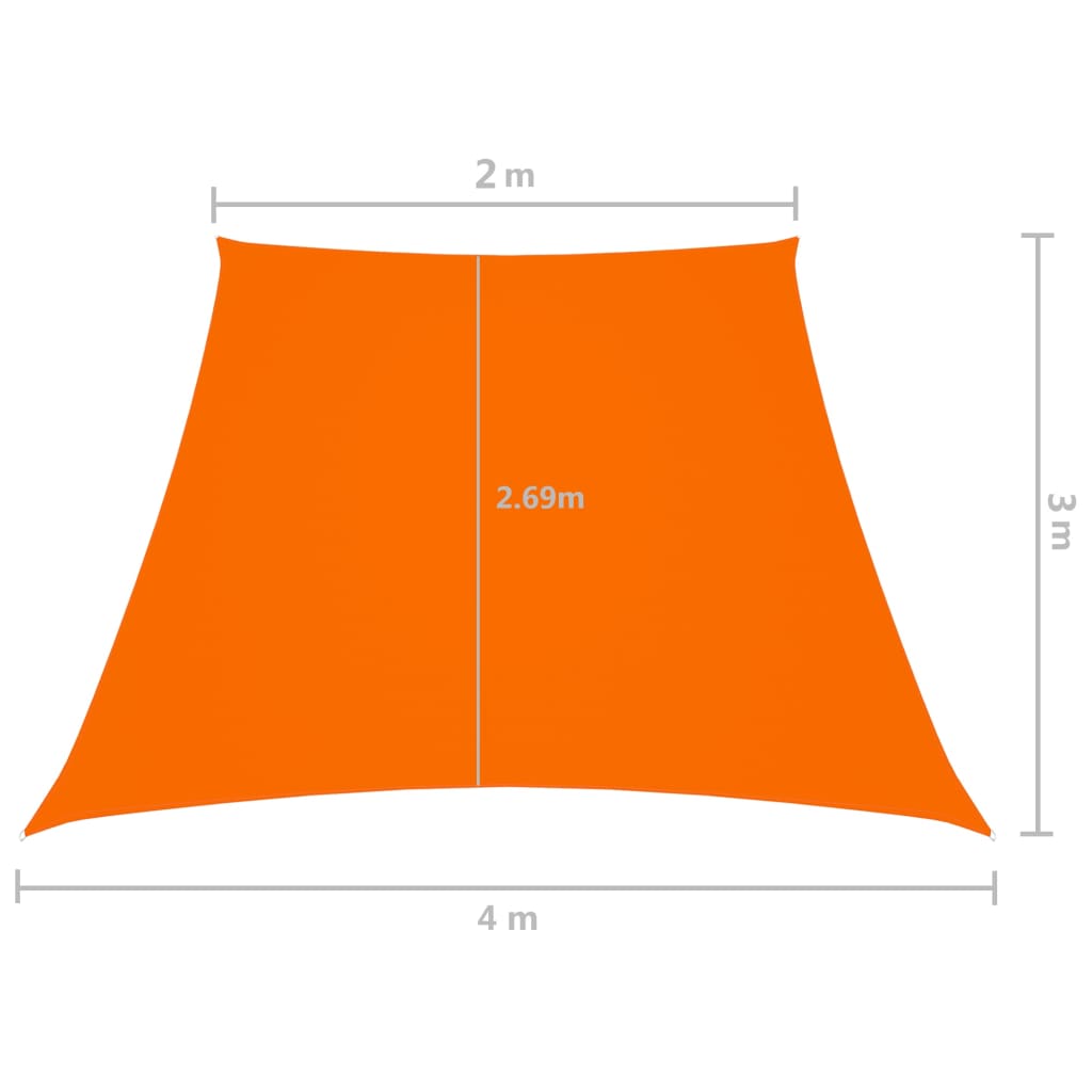 vidaXL saulessargs, 2/4x3 m, trapeces forma, oranžs oksforda audums