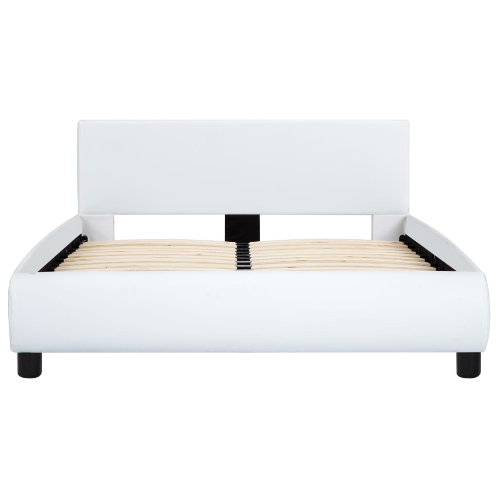 vidaXL gultas rāmis, balta mākslīgā āda, 120x200 cm
