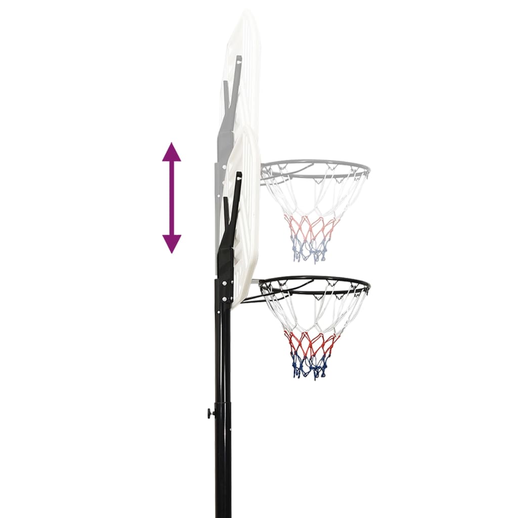 vidaXL basketbola vairogs, balts, 258-363 cm, polietilēns