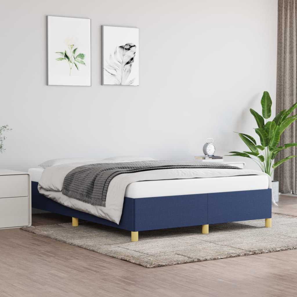 vidaXL gultas rāmis, zils, 140x200 cm, audums