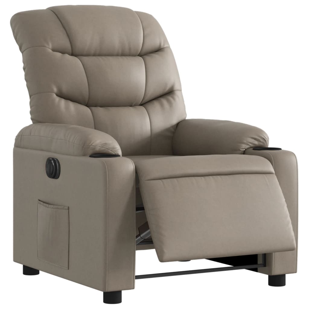vidaXL elektrisks atpūtas krēsls, kapučīno krāsas mākslīgā āda
