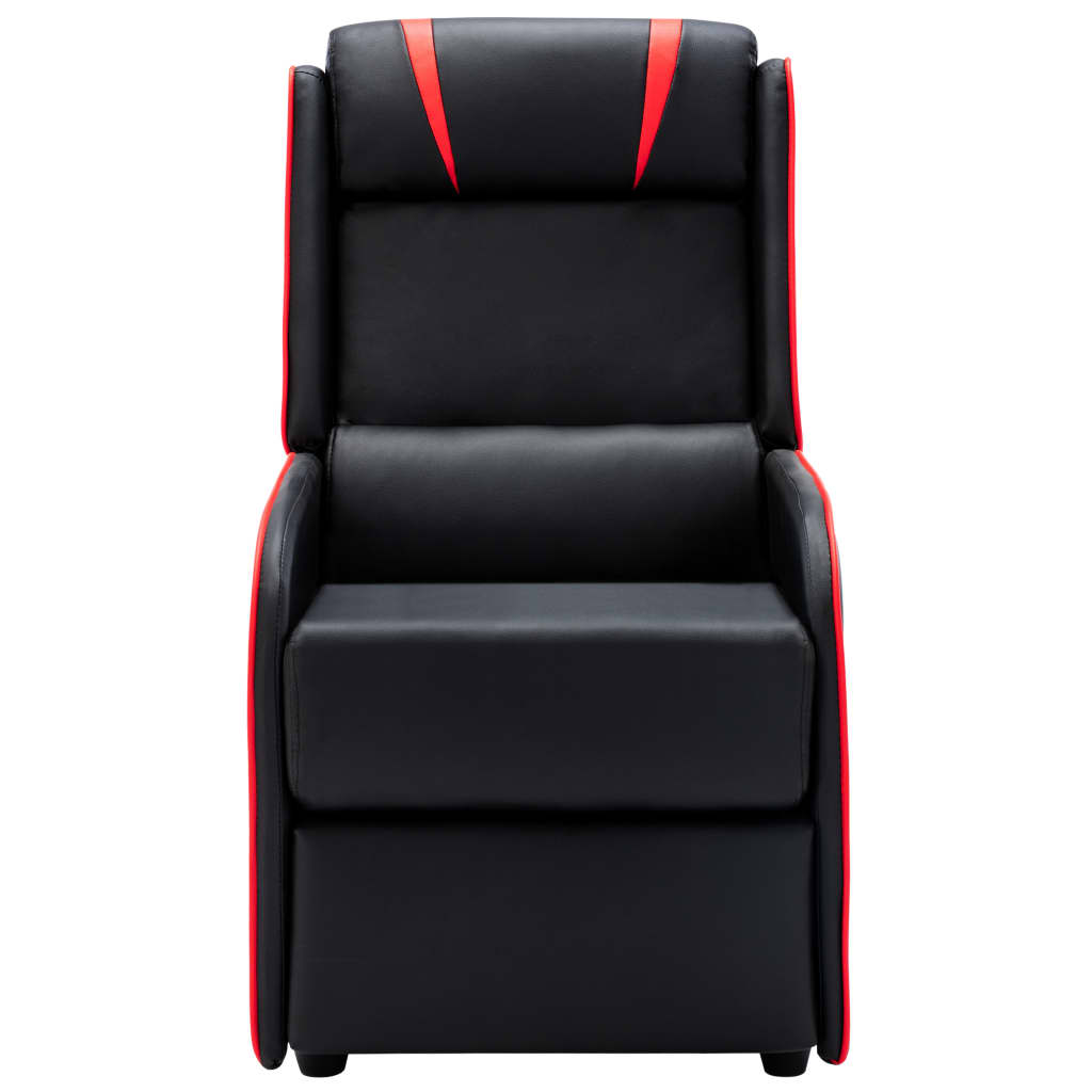 vidaXL atpūtas krēsls, atgāžams, melns ar sarkanu, mākslīgā āda