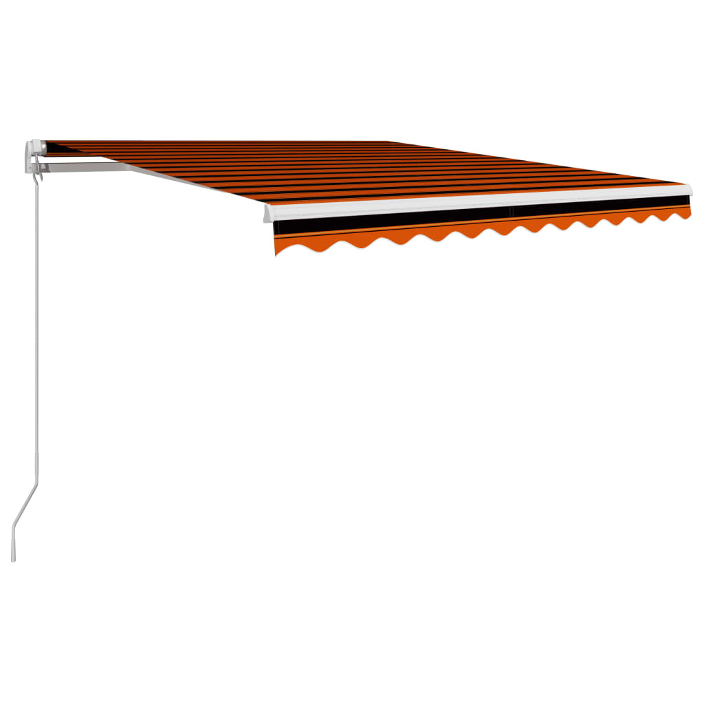 vidaXL izvelkama markīze, oranža ar brūnu, 350x250 cm, manuāla