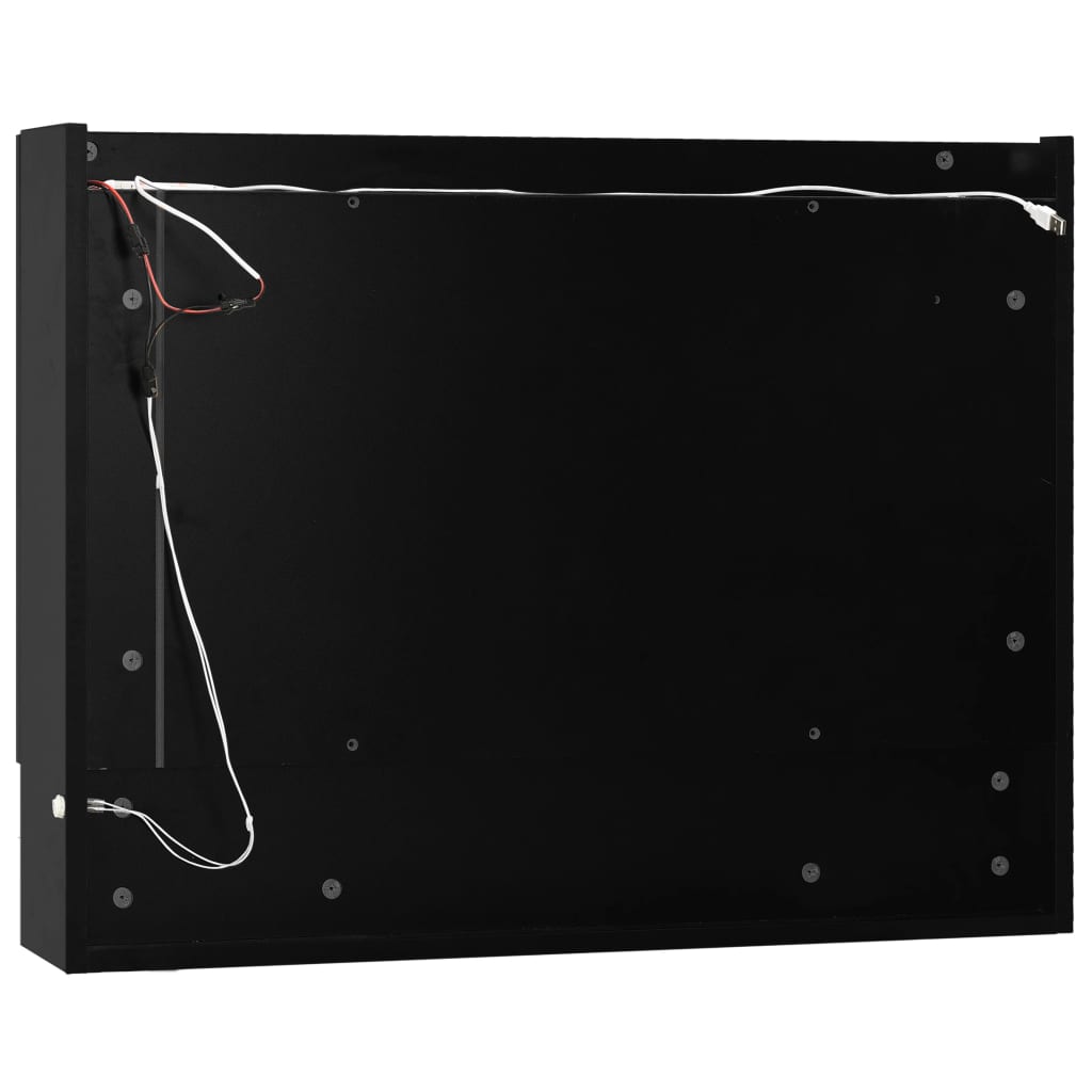 vidaXL vannasistabas skapītis ar spoguli un LED, 80x15x60cm, melns MDF