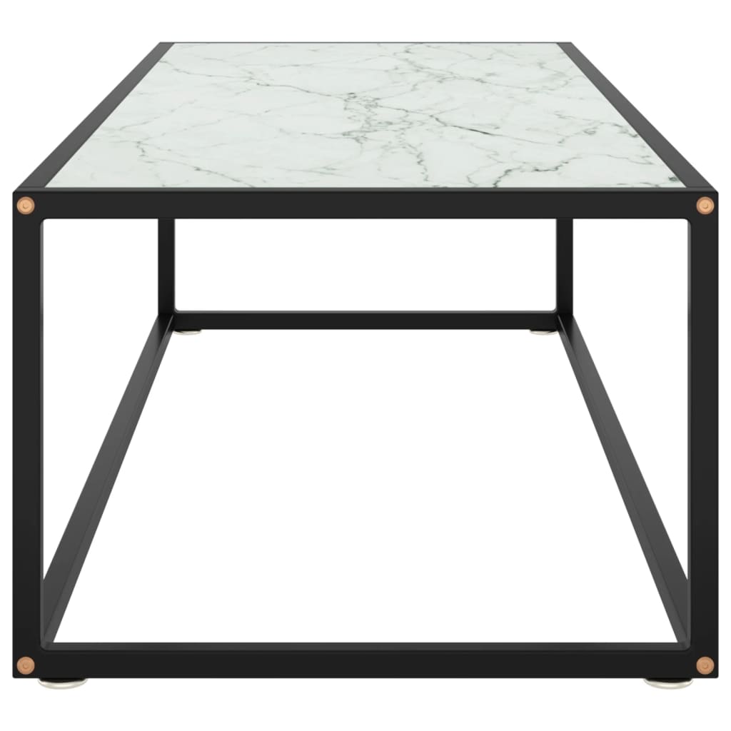 vidaXL kafijas galdiņš, 120x50x35cm, melnbalta marmora raksta stikls