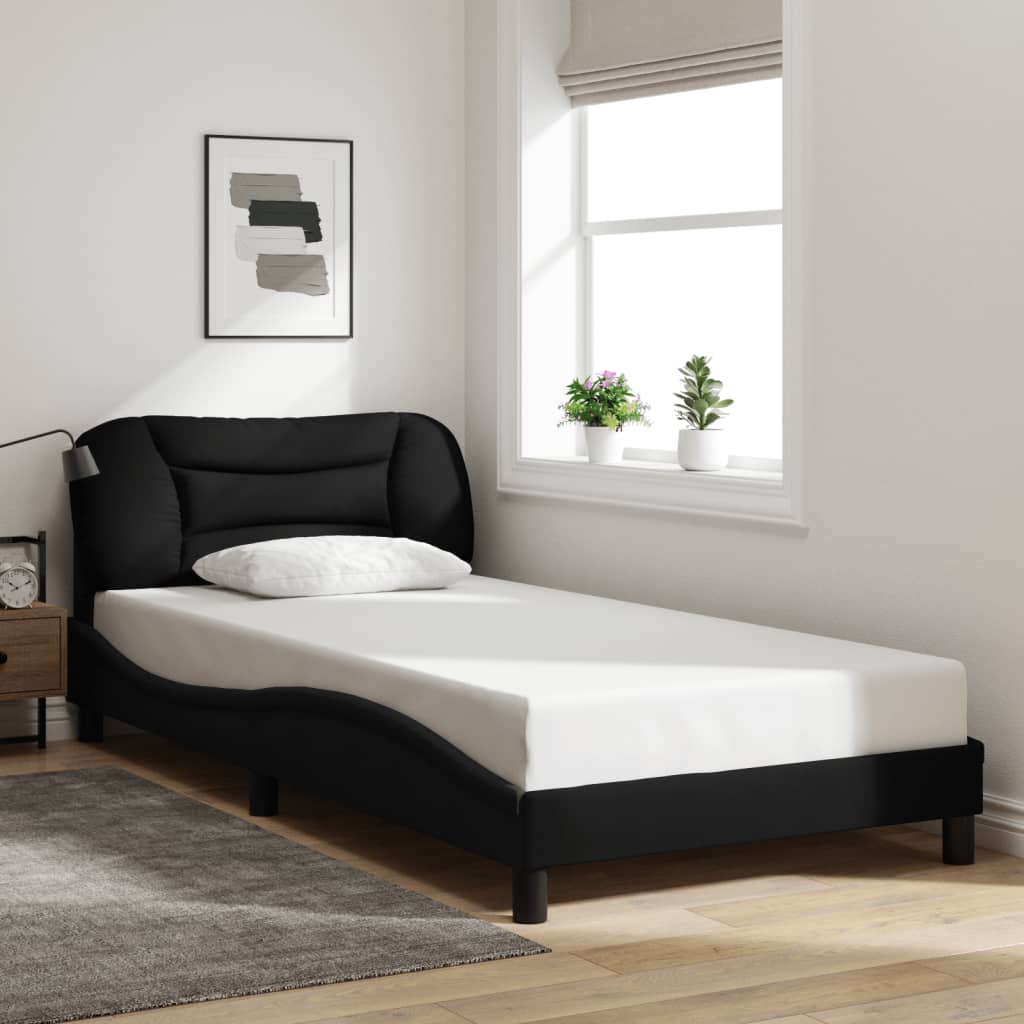 vidaXL gultas rāmis ar galvgali, melns, 100x200 cm, audums