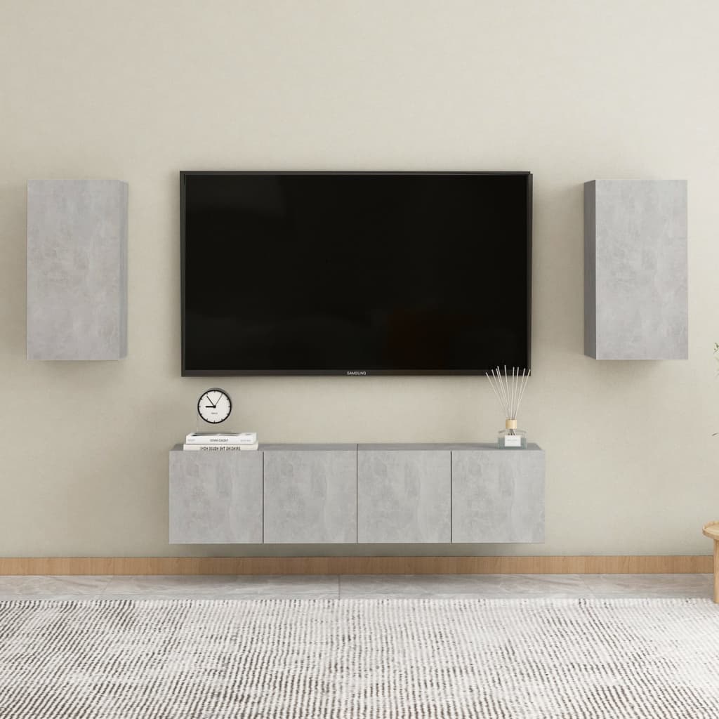 vidaXL TV skapīši, 2 gb., 30,5x30x60 cm, betonpelēki, skaidu plāksne