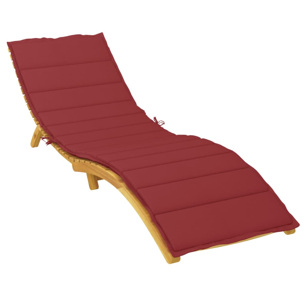 vidaXL sauļošanās krēsla matracis, 200x70x3 cm, audums, vīnsarkans